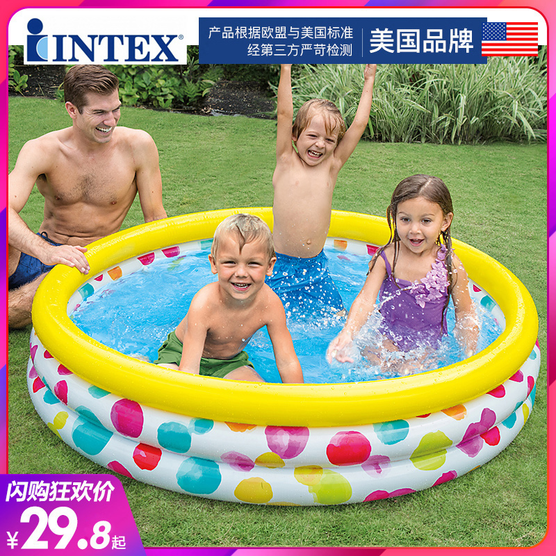 INTEX 儿童充气游泳池 送充气脚泵+修补包